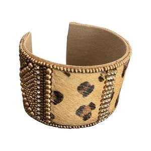 Guess Cheetah Print Leather Cuff Bracelet